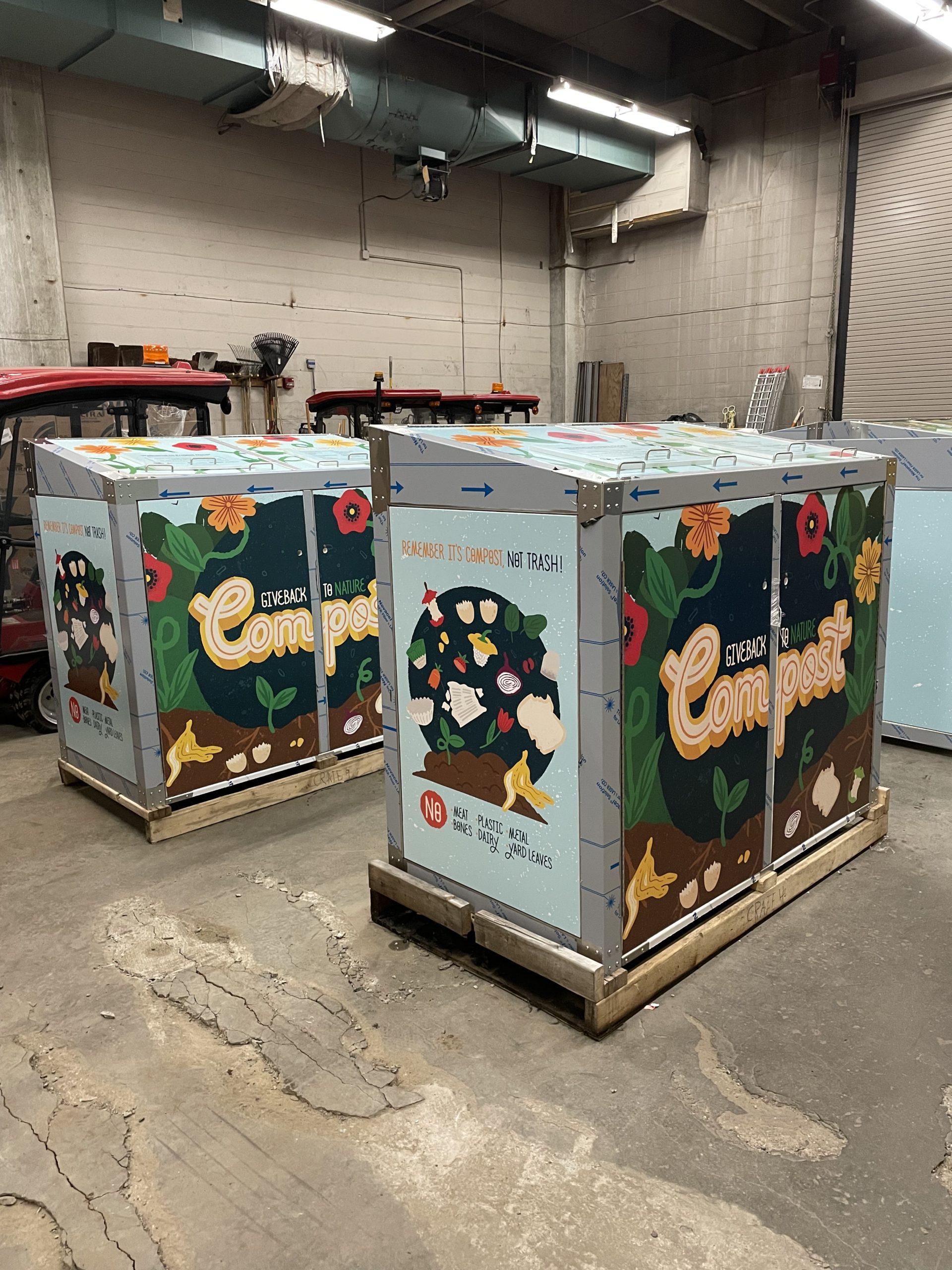 Fenway Group worked alongside Boston public works and some local artists to create compost bin wraps as a part of Project Oscar.