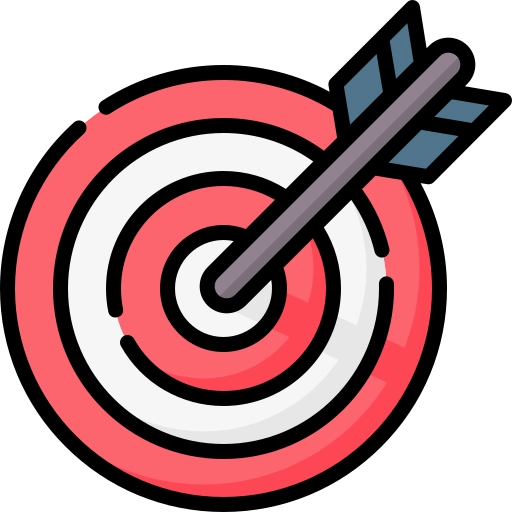 Targeting your direct mail marketing piece at the right audience. Target with an arrow hitting the bullseye.